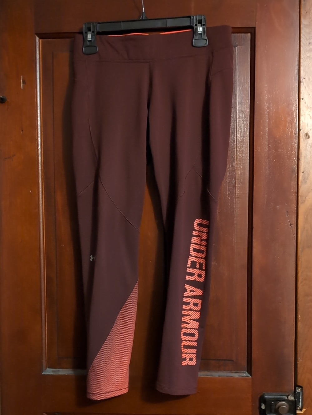 Under Armour Burgundy Leggings with Coral Accents